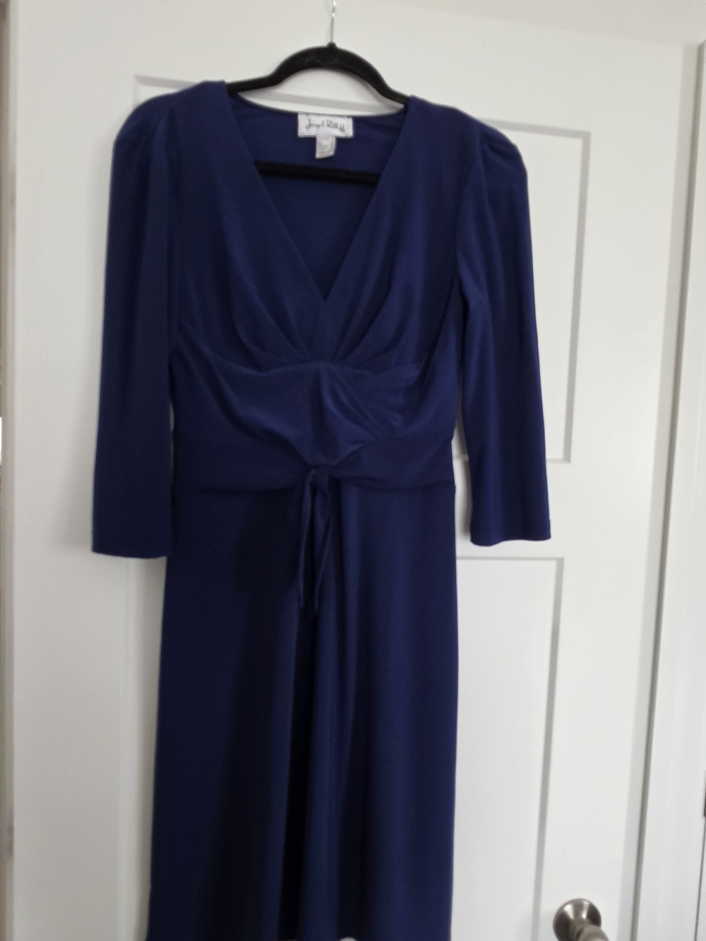 Joseph Ribkoff Navy Long-Sleeve V-Neck Tie-Waist Dress